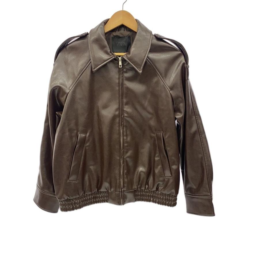ZARA◇シングルライダースジャケット/XS/フェイクレザー/BRW/4391/759