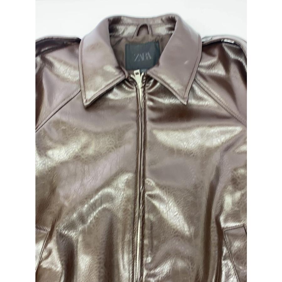 ZARA◇シングルライダースジャケット/XS/フェイクレザー/BRW/4391/759