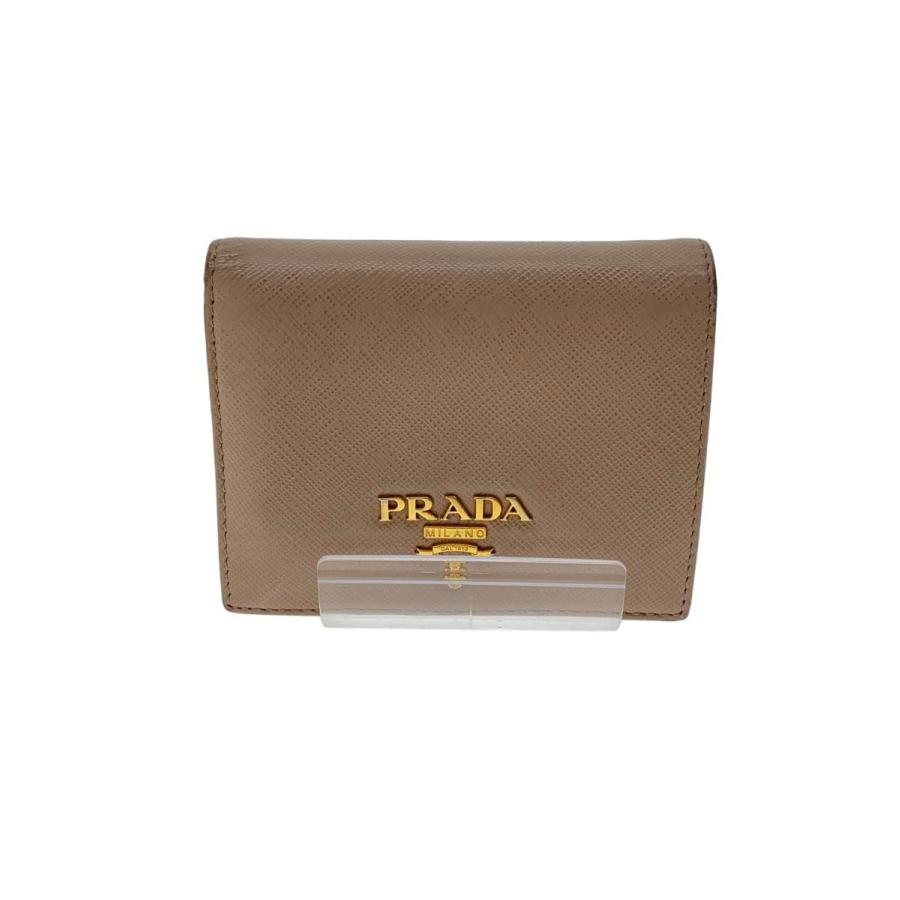PRADA◇サフィアーノ2つ折り財布/レザー/BEG/レディース// : セカンド