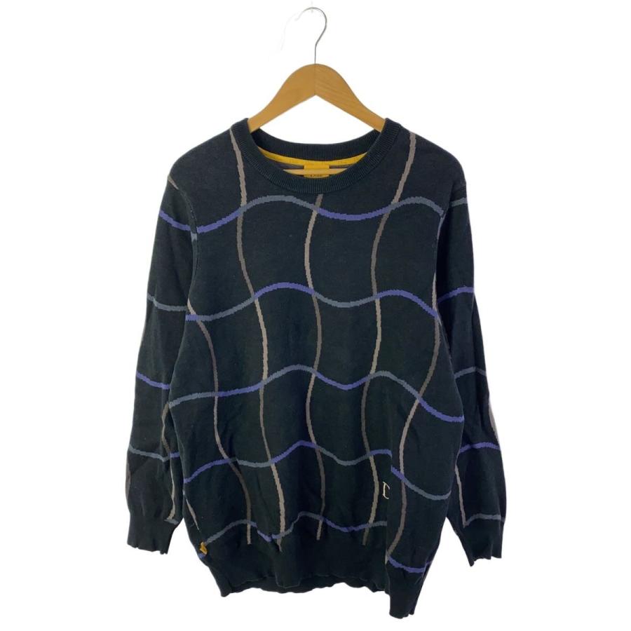 Dime◇クルーネックニット・セーター(厚手)/XL/--/BLK/総柄 : セカンド