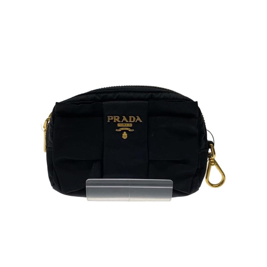 PRADA プラダ ポーチ リボン ナイロン PRADA◇リボンポーチ/ポーチ/ナイロン/BLK// : セカンドストリート