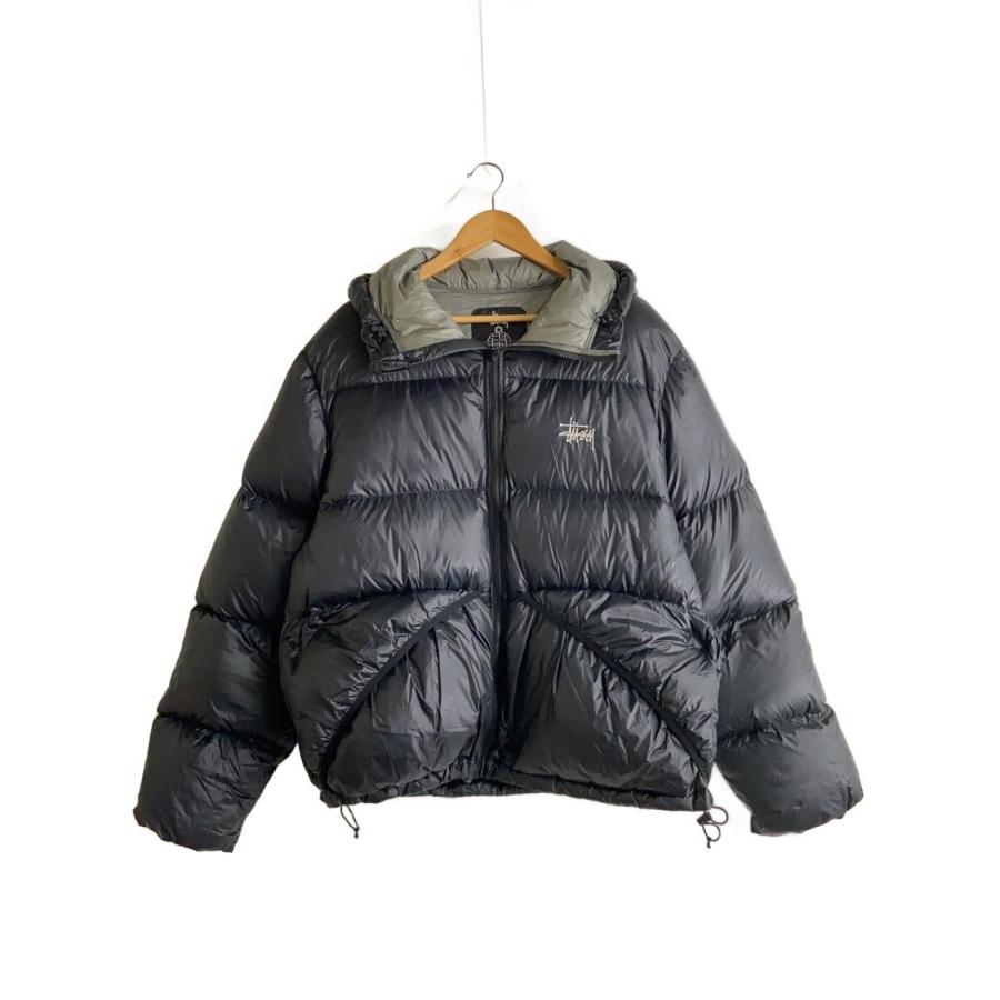 STUSSY◇Micro Ripstop Down Parka/ダウンジャケット/L/ナイロン/BLK