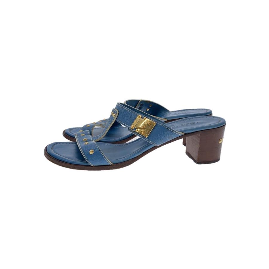 LOUIS VUITTON◇サンダル/36.5/BLU/スタッズ/レザー : セカンド
