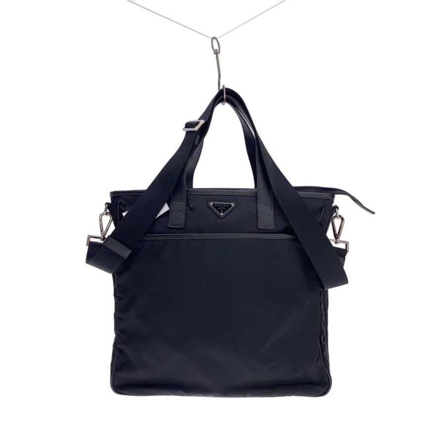 PRADA◇2WAY/ショルダー/三角ロゴ/メタルプレート/NERO/トートバッグ
