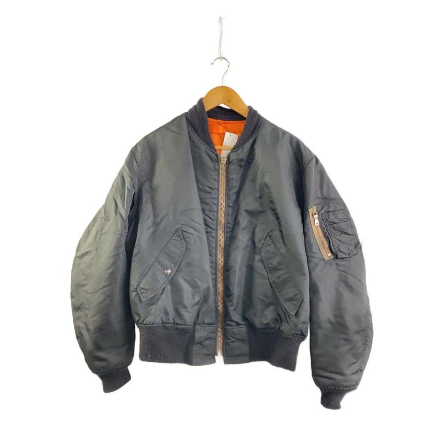 AVIREX◇MA-1/MADE IN USA/フライトジャケット/L/ナイロン/BLK/無地