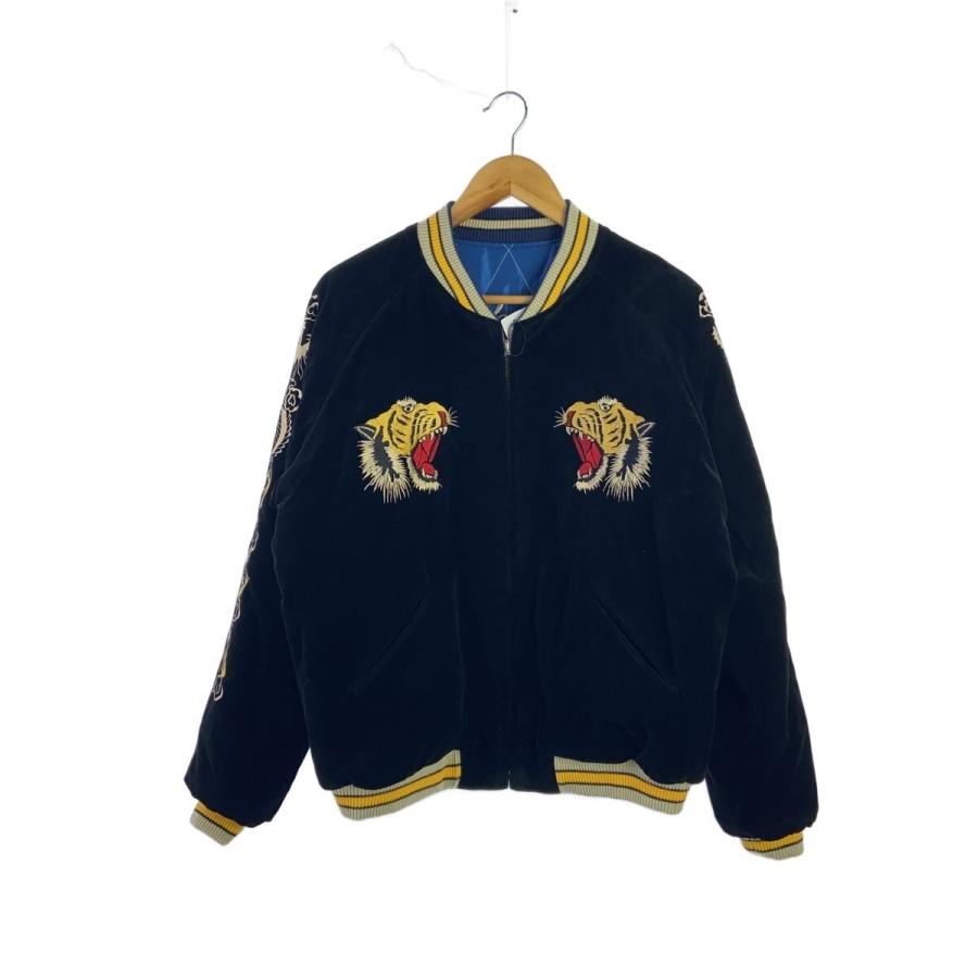 TAILOR 東洋◇ROARING TIGER/白鷲/別珍スカジャン/XL/ベロア/BLK/無地