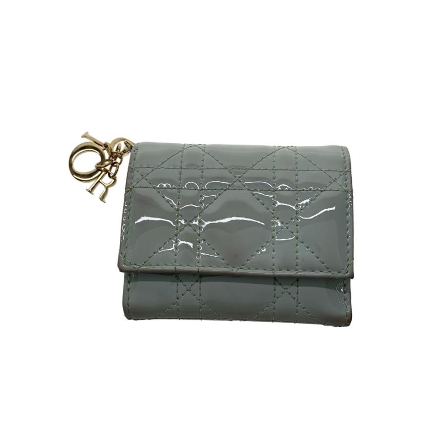 Christian Dior◇3つ折り財布/エナメル/BLU/無地/レディース/41-MA