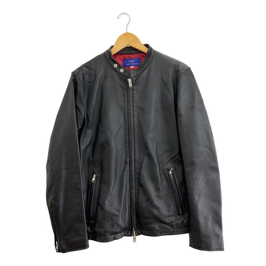 ITEMS URBAN RESEARCH◇レザージャケット・ブルゾン/38/羊革/BLK/無地