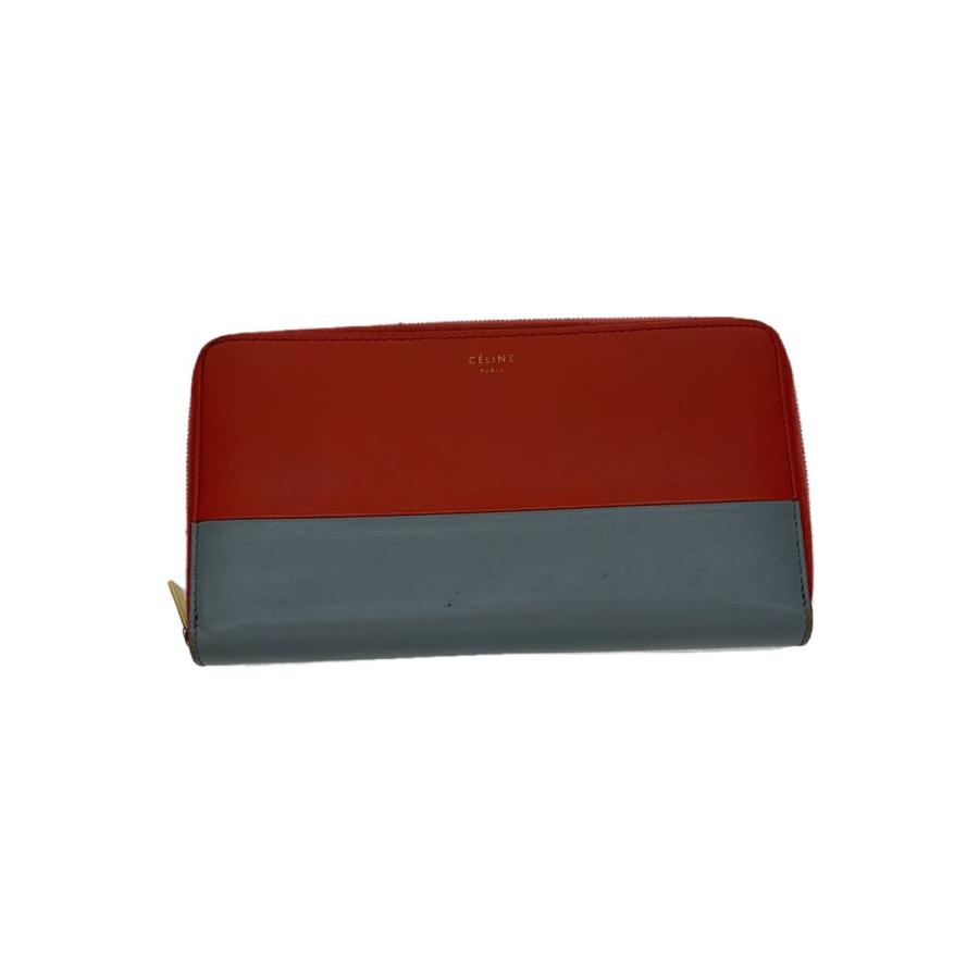 セリーヌ【レディース】長財布レッド CELINE◇長財布/レザー/RED/無地/レディース/使用感あり/ダメージあり