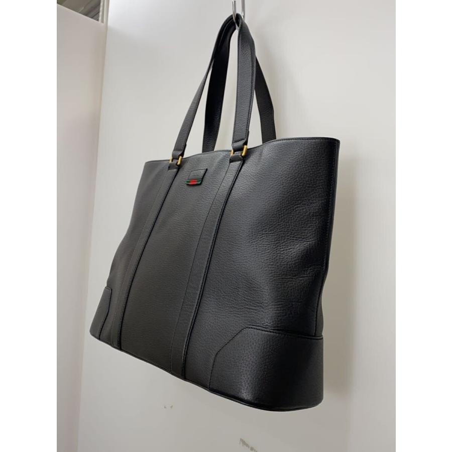 【匿名配送】GUCCI トートバッグ GUCCI◇トートバッグ_ウェブ/レザー/BLK/無地 : セカンドストリート