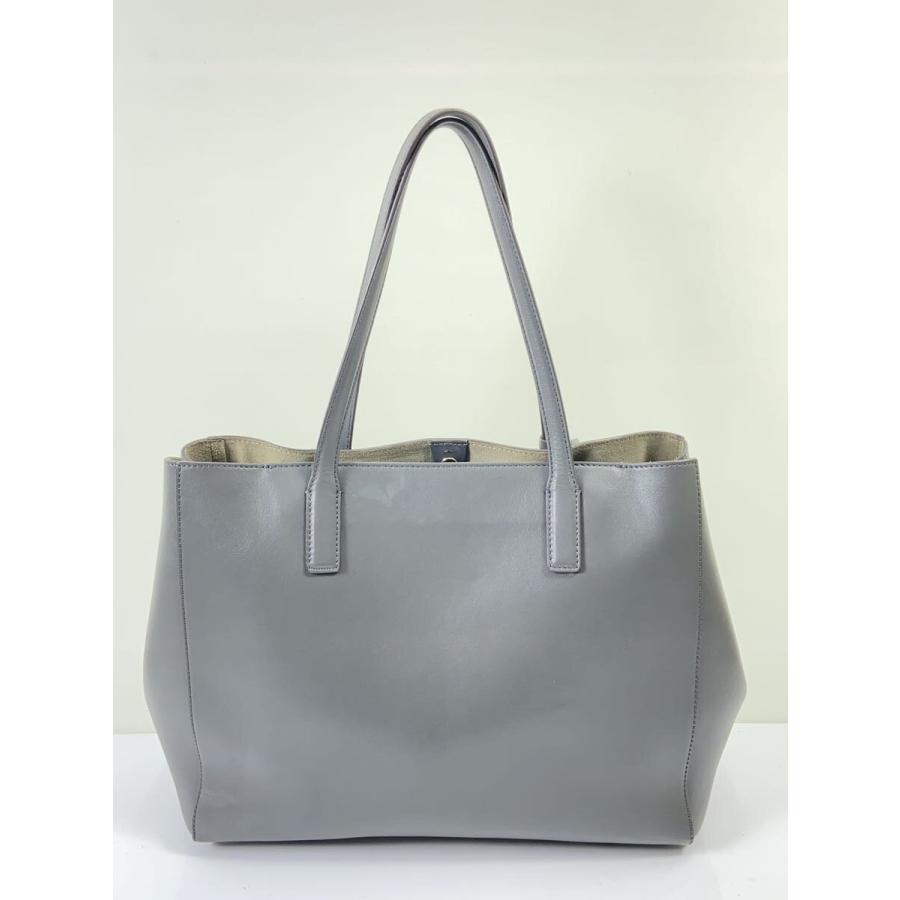 ANYA HINDMARCH◇スマイリー/レザートートバッグ/革/GRY ANYA HINDMARCH◇スマイリー/レザートートバッグ/革/GRY
