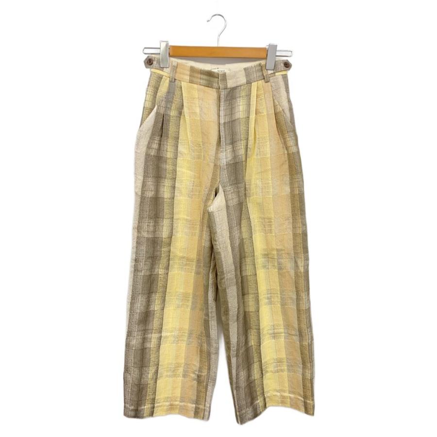 AMERI◇CHECK EMBROIDERY STRAIGHT PANTS/ボトム/S//YLW/0225108210180