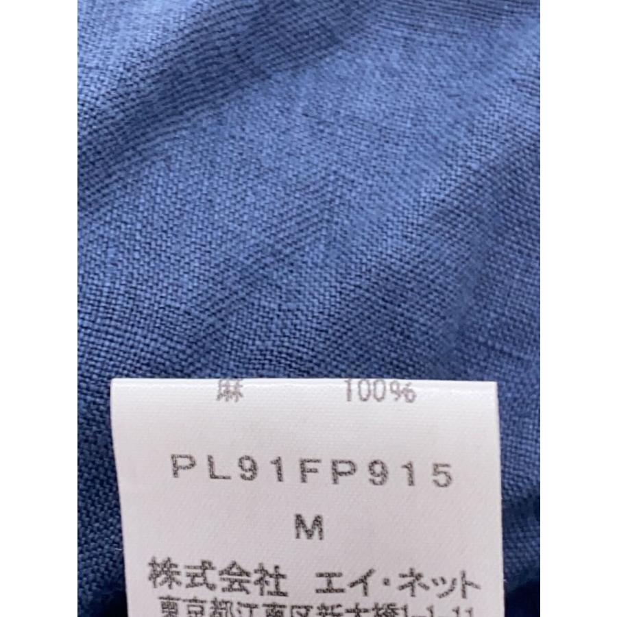 Plantation◇シャツワンピース/M/リネン/IDG/無地/PL91FP915