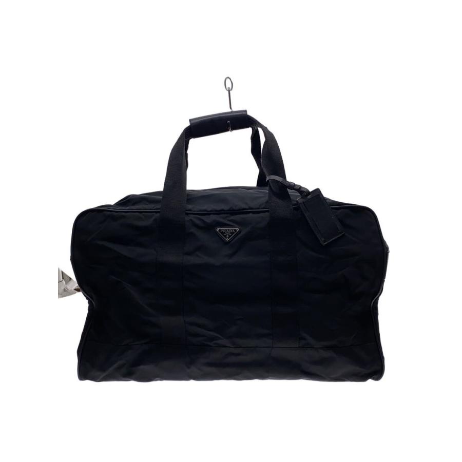 【美品✨】PRADA ボストントート　ナイロン×サフィアーノレザー　黒　三角ロゴ Gカード】PRADA プラダ テスートナイロン×サフィアーノレザー ボストン バッグ