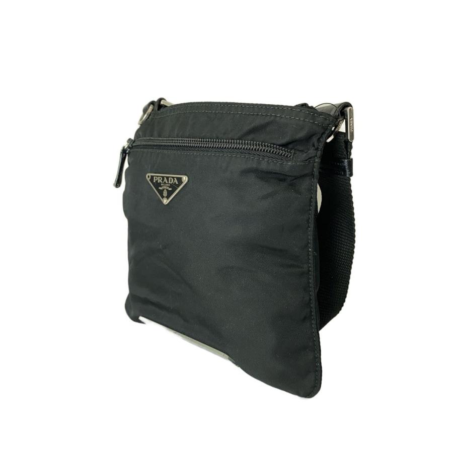 PRADA◇三角ロゴプレート/ミニショルダーバッグ/ナイロン/BLK