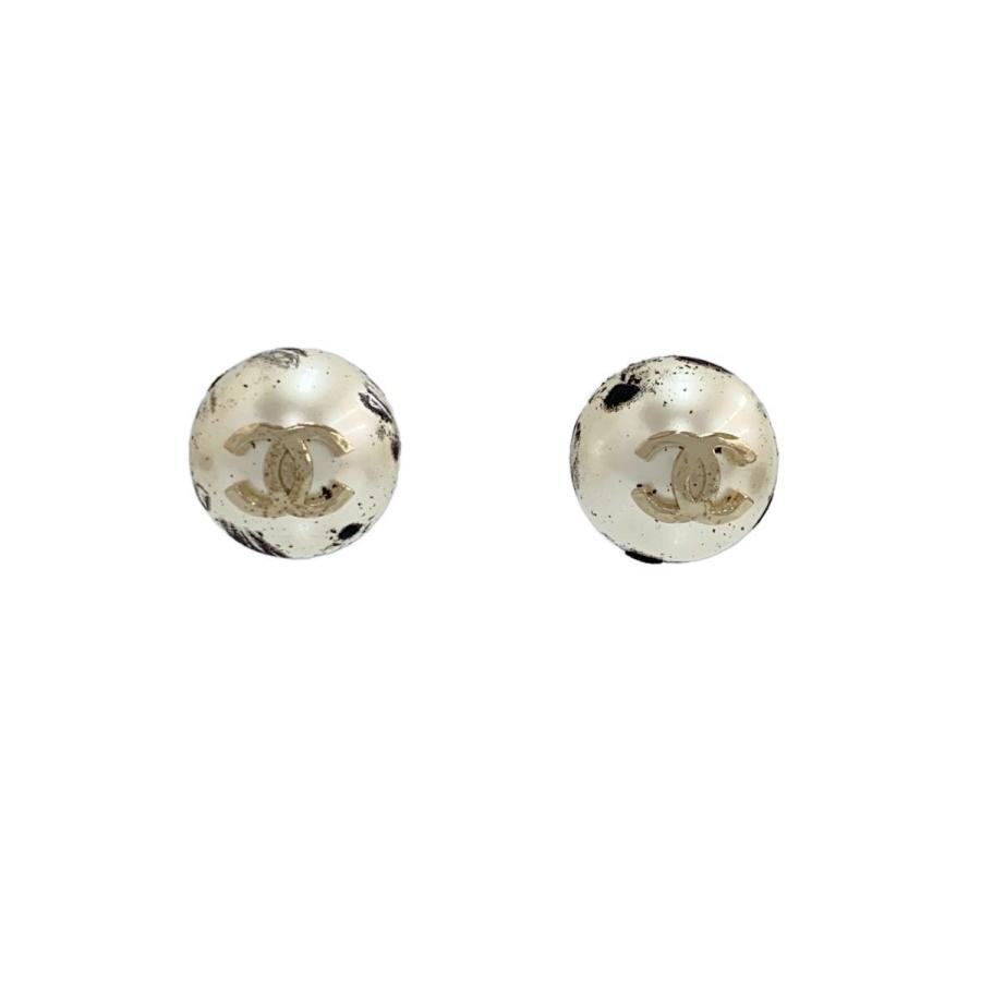 CHANEL◇ピアス/--/WHT/レディース/パール/一粒/ココマーク/汚れ/キズ