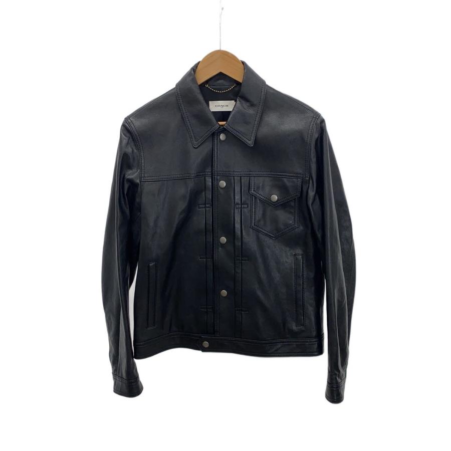 COACH 黒 レザージャケット COACH◇レザージャケット・ブルゾン/46/フェイクレザー/BLK/無地/888