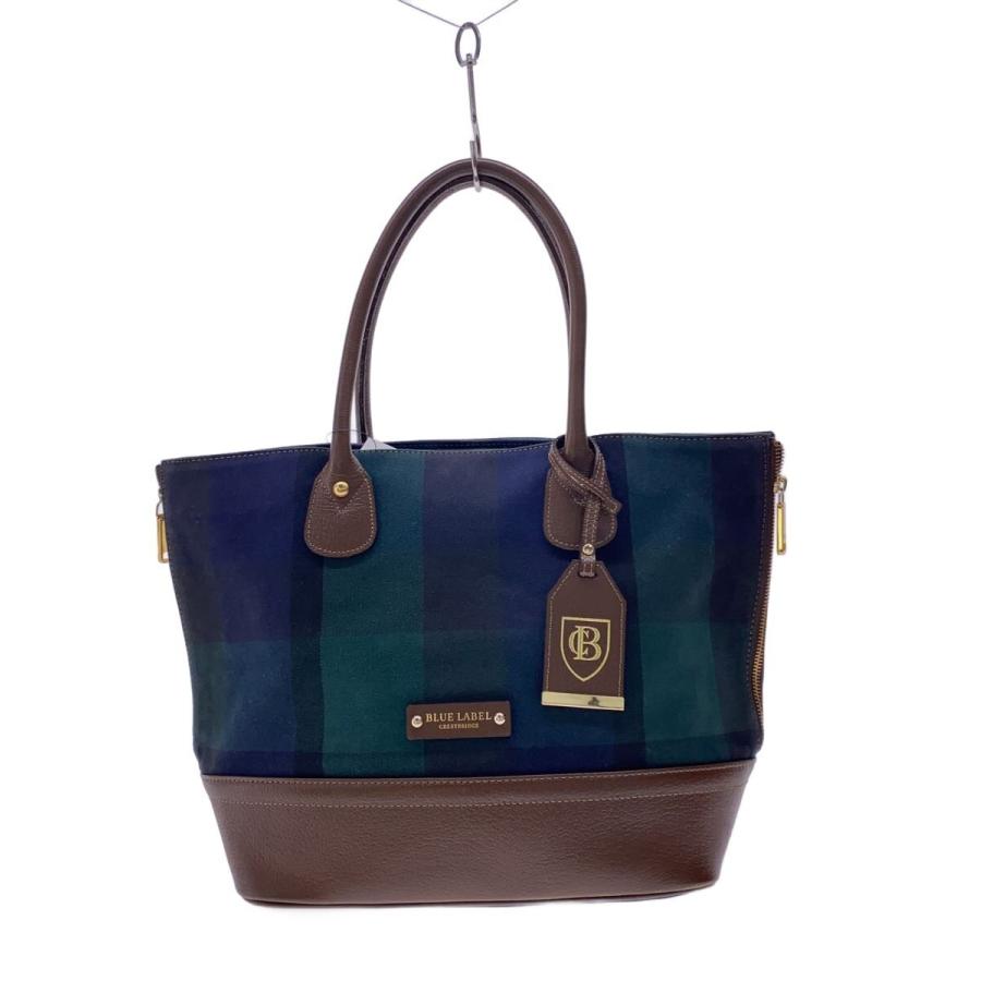 BLUE LABEL CRESTBRIDGE◇トートバッグ/--/GRN/チェック/55149-209