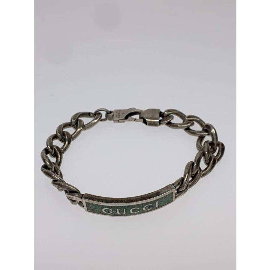 GUCCI◇ゴルメットチェーンブレスレット/ロゴプレート/カラーストーン