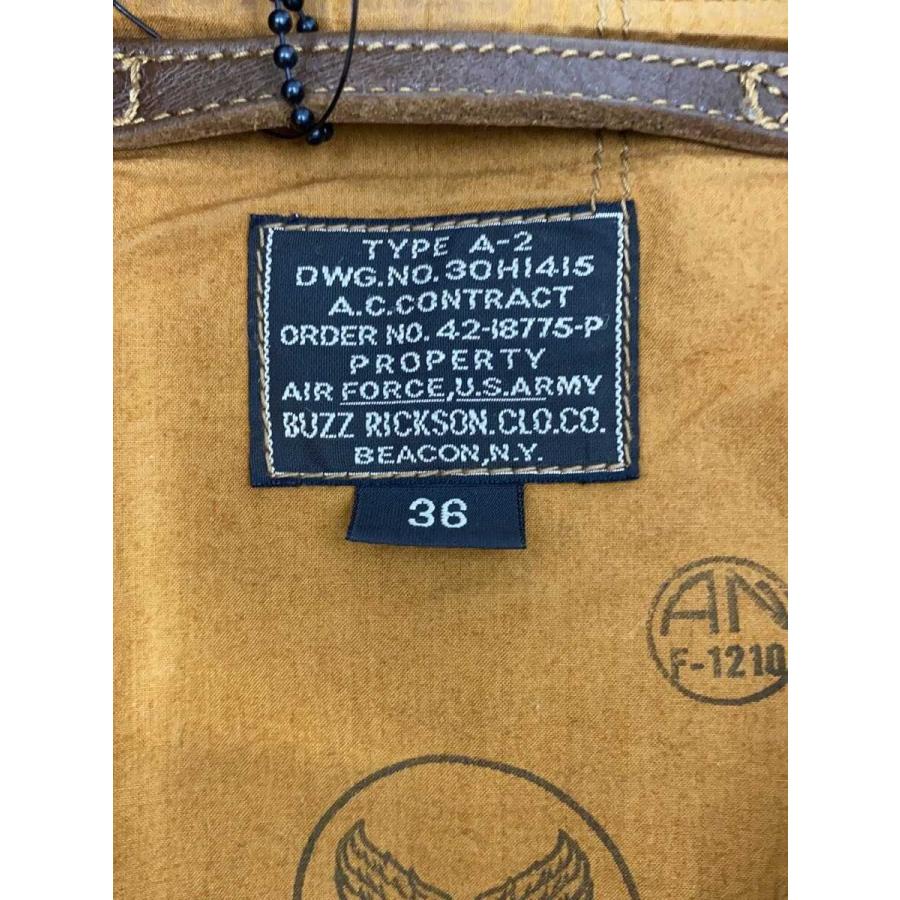 Buzz Rickson’s◆A-2/COLOR01/復刻/レッドリブ/フライトジャケット/36/レザー/BRW/BR80608の画像