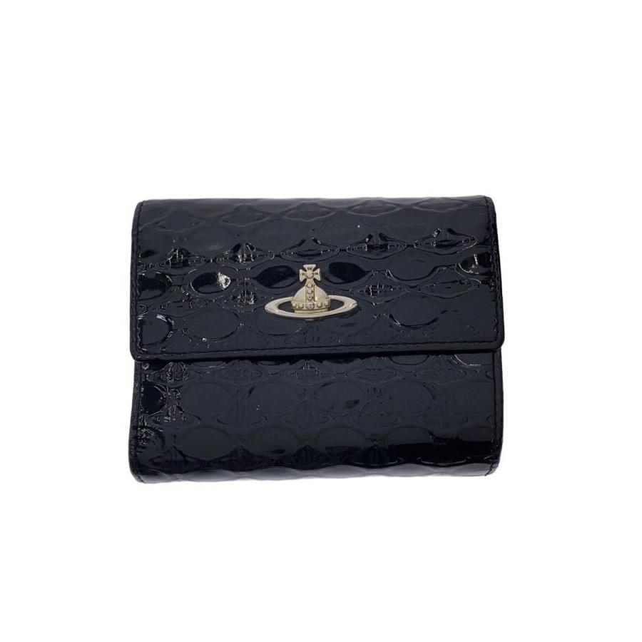 Vivienne Westwood◇3つ折り財布/エナメル/BLK/レディース : セカンド