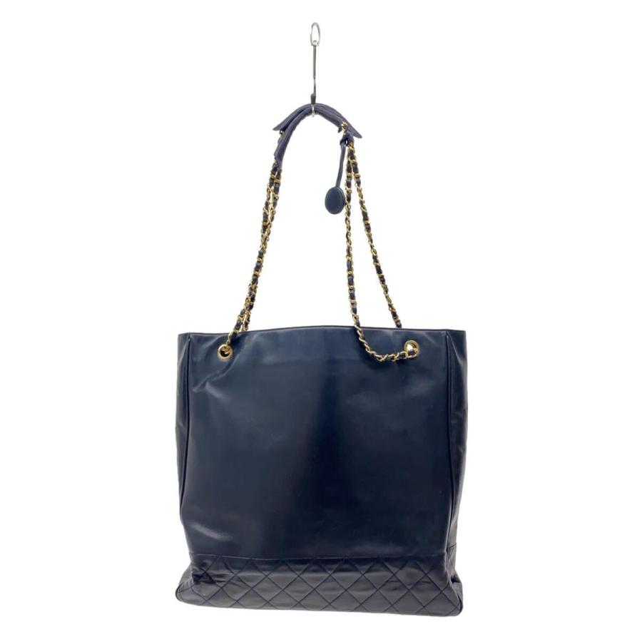 CHANEL◇マトラッセチェーンショルダートートバッグ/レザー/ネイビー 