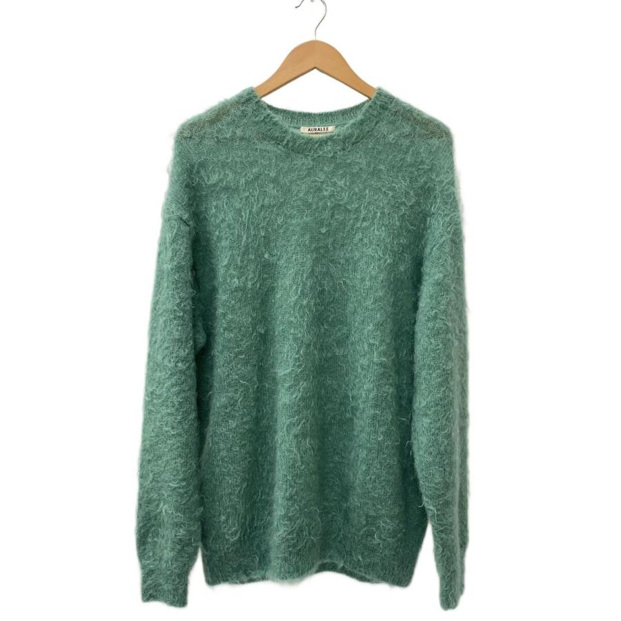 AURALEE◇Brushed Super Kid Mohair Knit P/O/4/モヘア/BLU/A23AP02KM