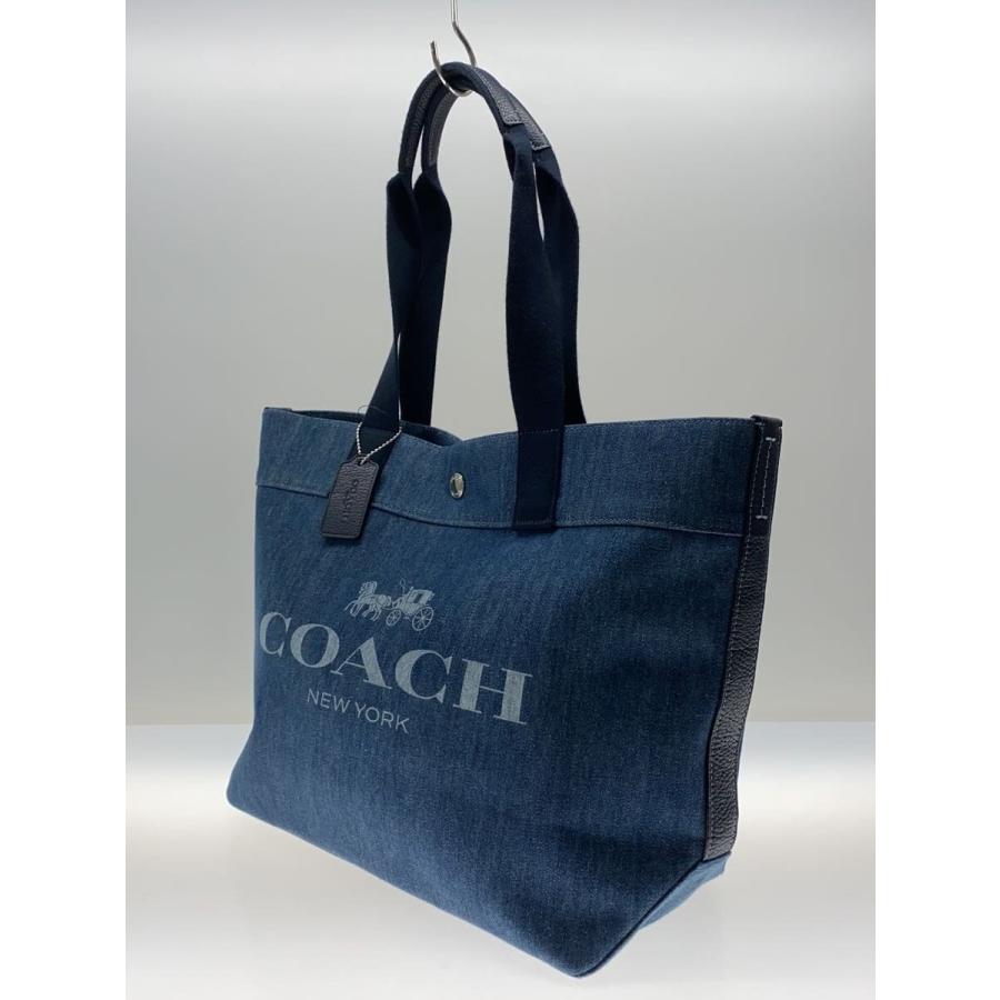 コーチ ホースアンドキャリッジ ハンドバッグ レザー ターンロック 馬車 ブルー COACH◇トートバッグ_ホースアンドロック/デニム/BLU// : セカンド