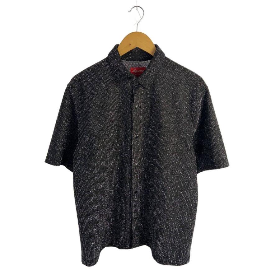 Supreme Lurex S/S Shirtラメ シャツ Supreme◇Lurex S/S Shirt/22aw/半袖シャツ/M/ポリエステル/BLK/無地