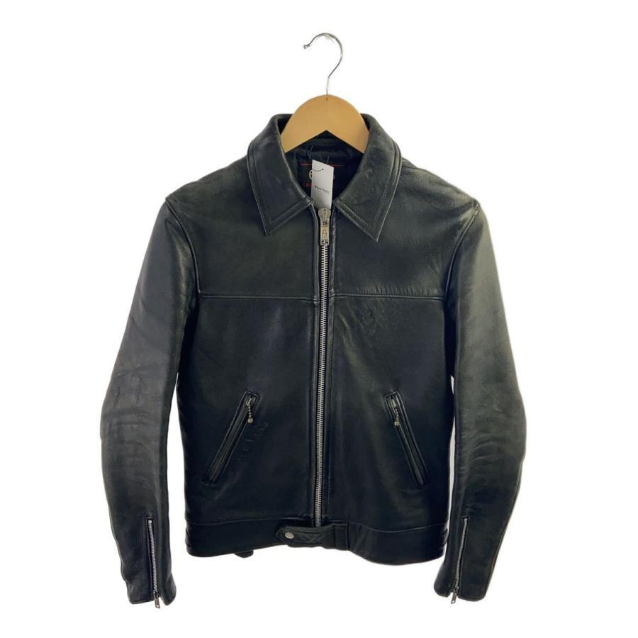 666Leather Wear ブラックレザージャケット 34 666 Leather Wear◇シングルライダースジャケット/34/レザー/BLK/全体