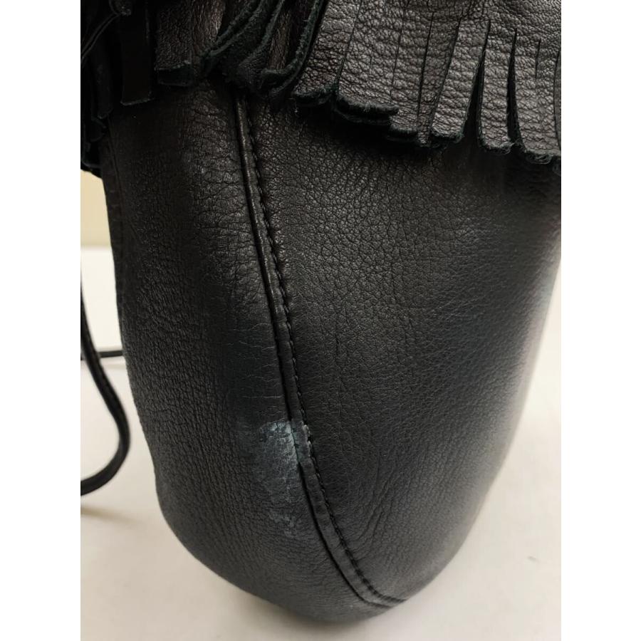 Aeta◇フリンジ巾着ショルダーバック/ショルダーバッグ/レザー/BLK