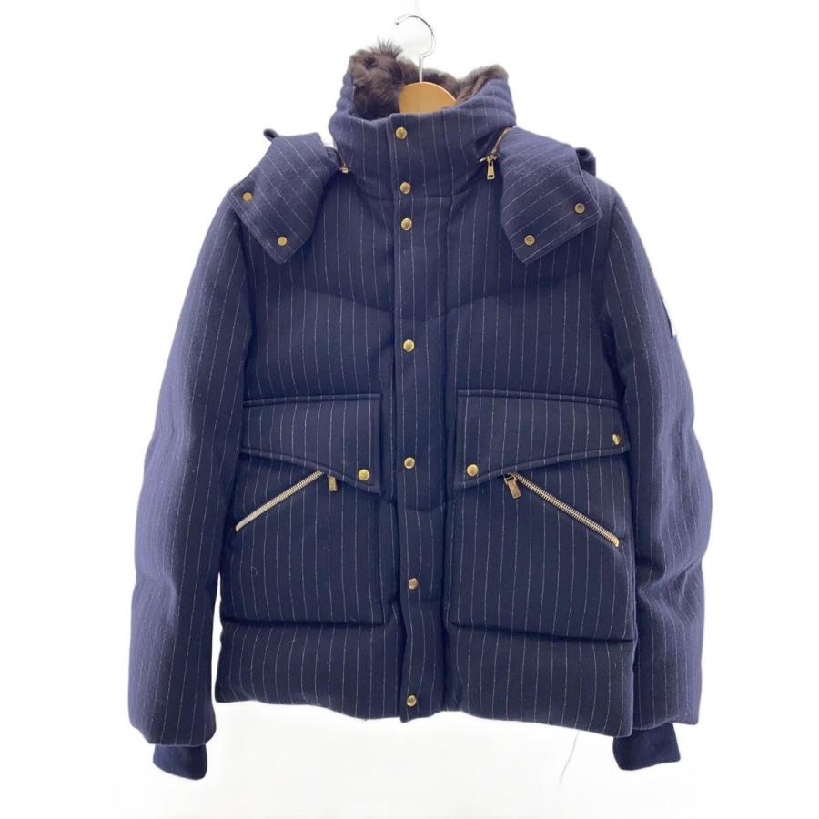 MONCLER◇ダウンジャケット/O/コットン/NVY/ストライプ/4137700-13266 