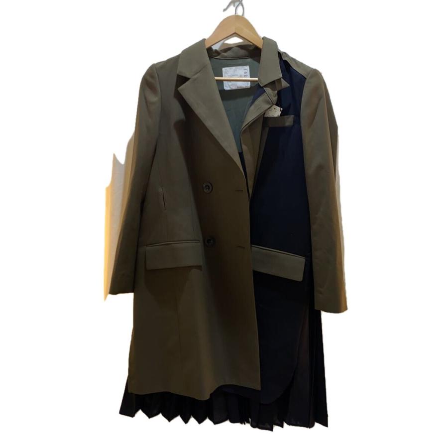 sacai◇コート/1/ポリエステル/カーキ/21-05391/バックプリーツ