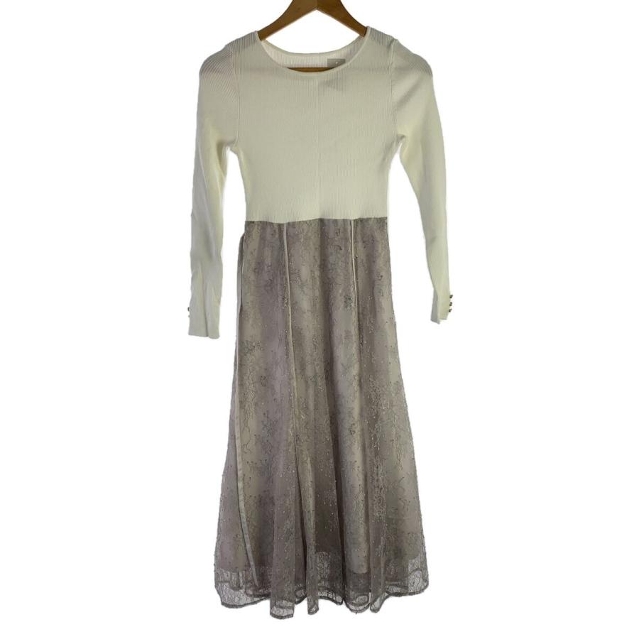 未使用美品 Apuweiser-riche 華奢レースドッキングニットワンピース Apuweiser-riche◇華奢レースドッキングニットワンピース/1/レーヨン