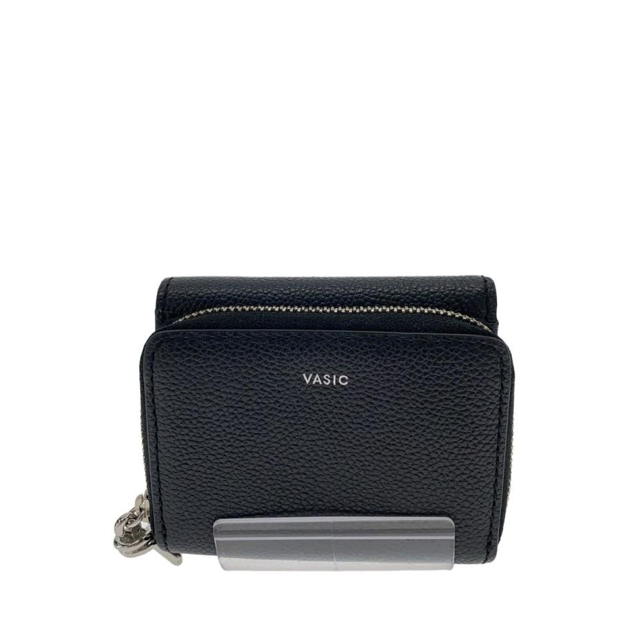 VASIC◇2つ折り財布/レザー/BLK/無地/レディース : セカンドストリート