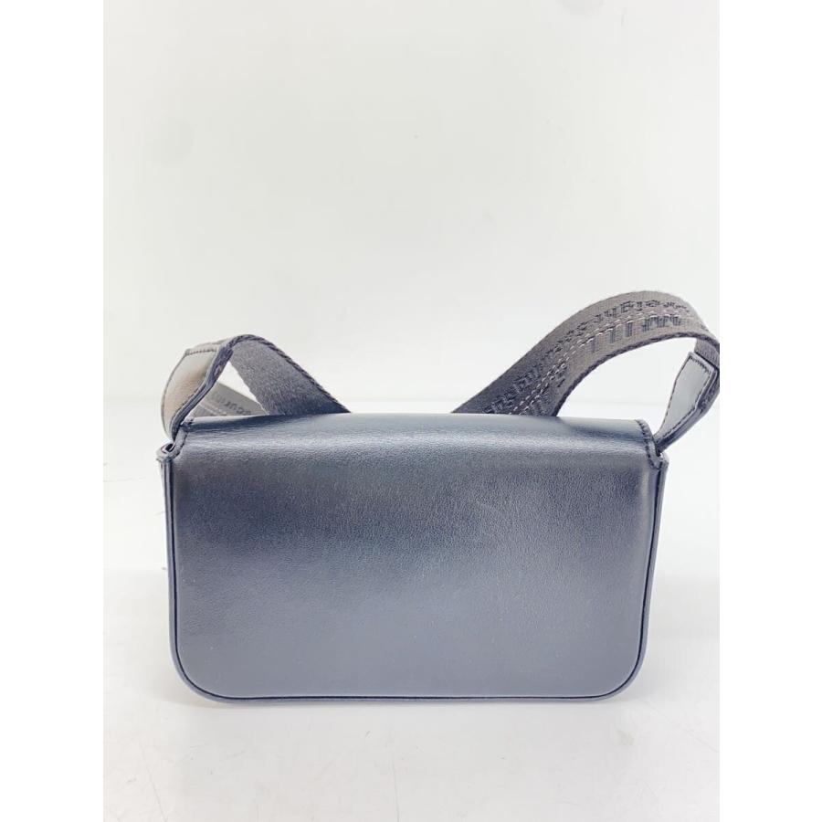OFF-WHITE◇crossbody flap/ショルダーバッグ/レザー/BLK// : セカンド