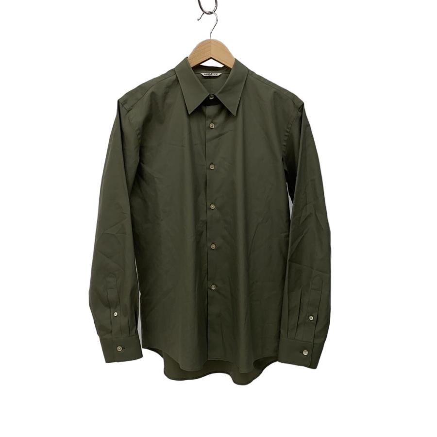 AURALEE◇26SS/WASHED FINX TWILL SLIM SHIRT/4/コットン/KHK