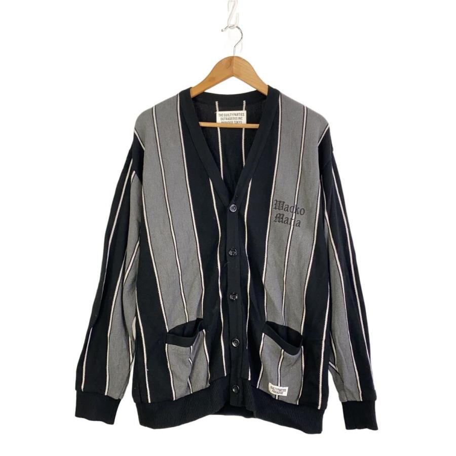 WACKO MARIA◇S/Striped/カーディガン/L/コットン/BLK/ストライプ