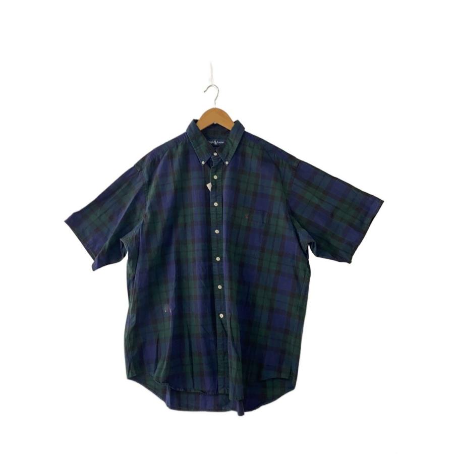 RALPH LAUREN◇BLAKE/ボタンダウン/ブラックウォッチ/半袖シャツ/XL