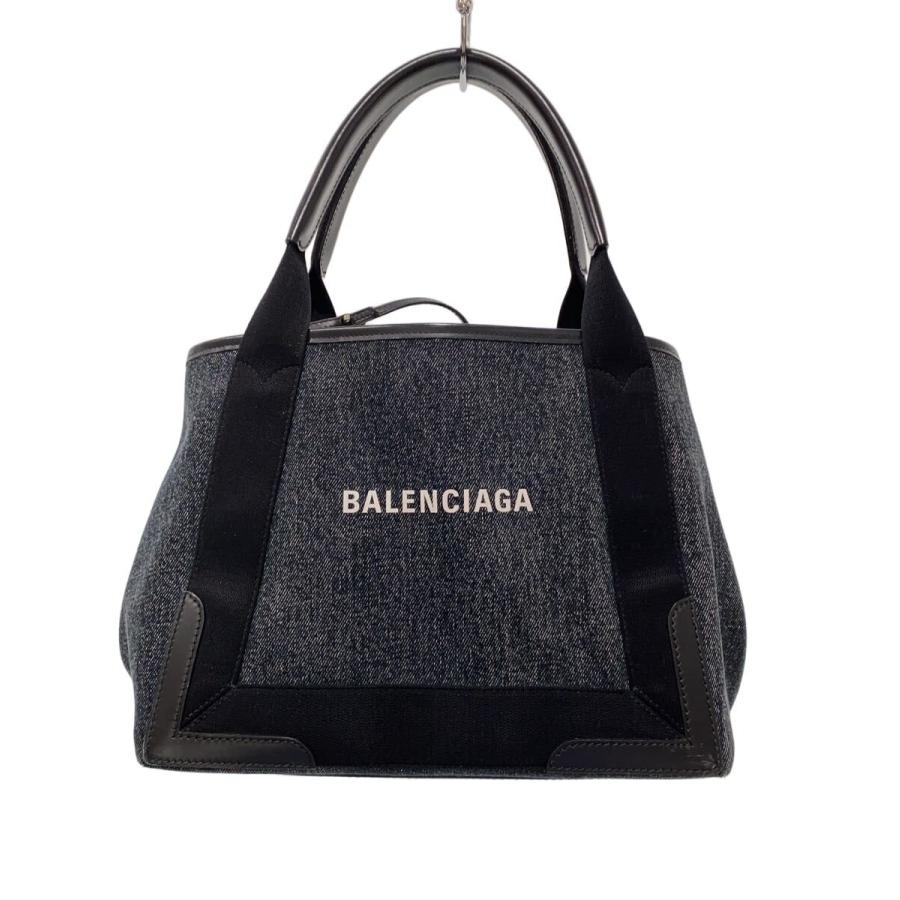 BALENCIAGA◇ネイビーカバス/スモール/トートバッグ/デニム/IDG/339933