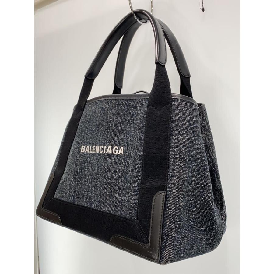 BALENCIAGA◇ネイビーカバス/スモール/トートバッグ/デニム/IDG/339933