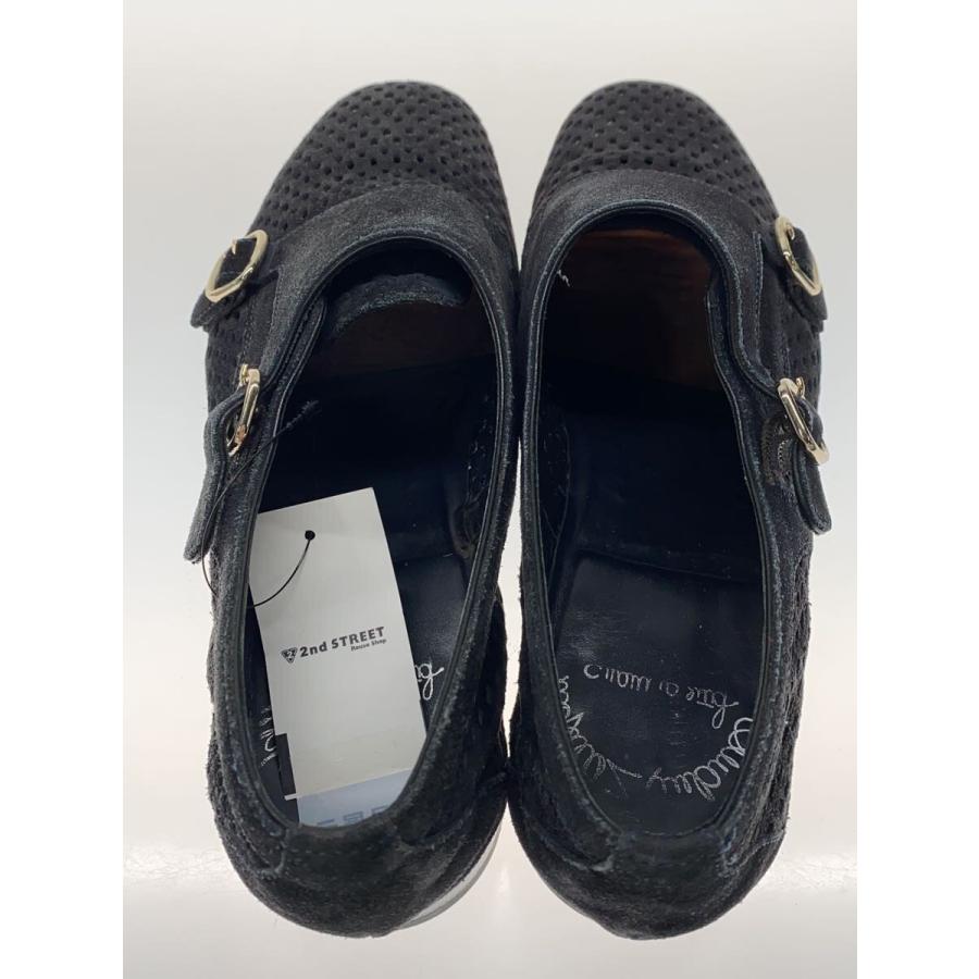 Santoni◇ダブルモンクメッシュシューズ/UK7/BLK/スウェード/13950