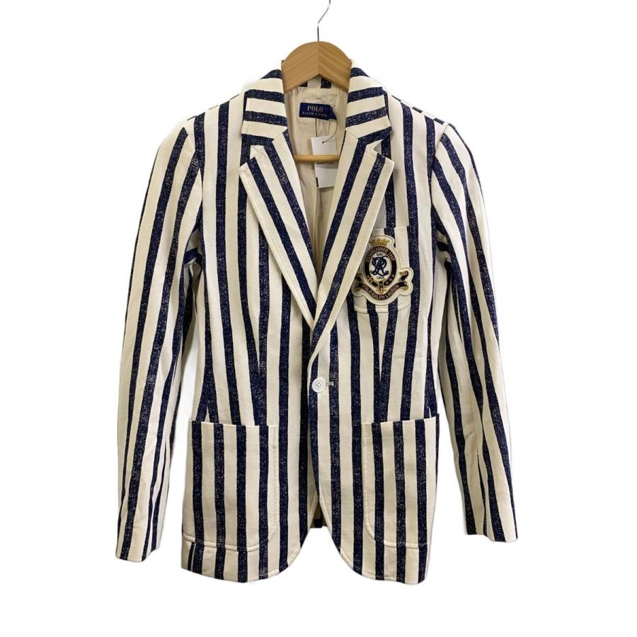 POLO RALPH LAUREN◇テーラードジャケット/2/コットン/WHT/ストライプ