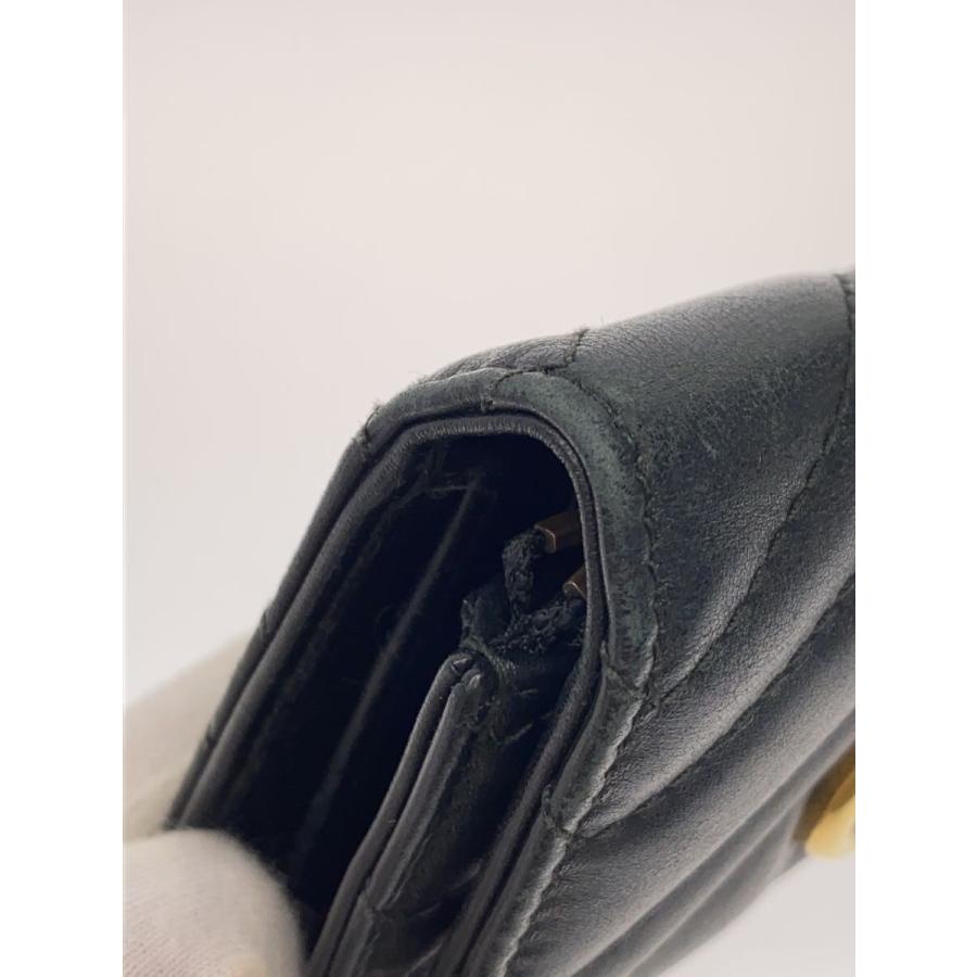 GUCCI◇3つ折り財布_GGマーモント/レザー/BLK/レディース : セカンド