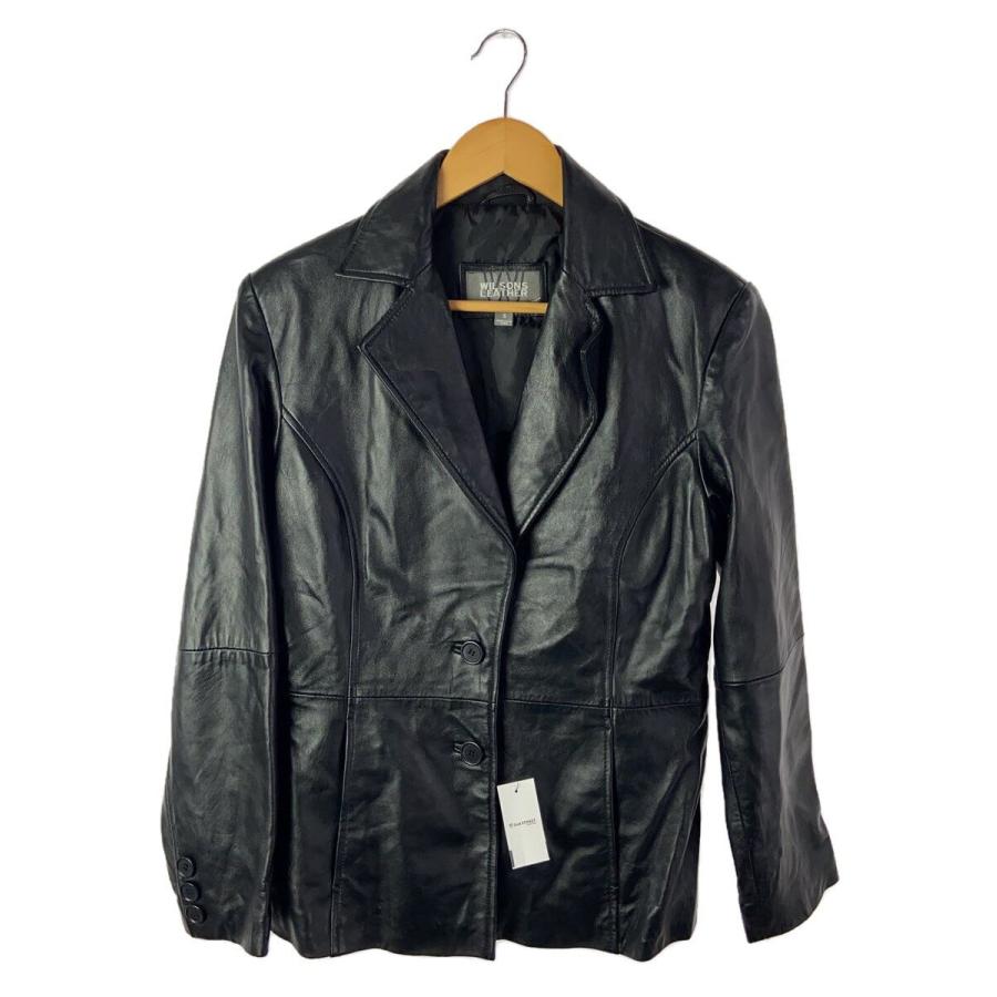 Wilsons Leather◇ダブルライダースジャケット/S/レザー/BLK/無地
