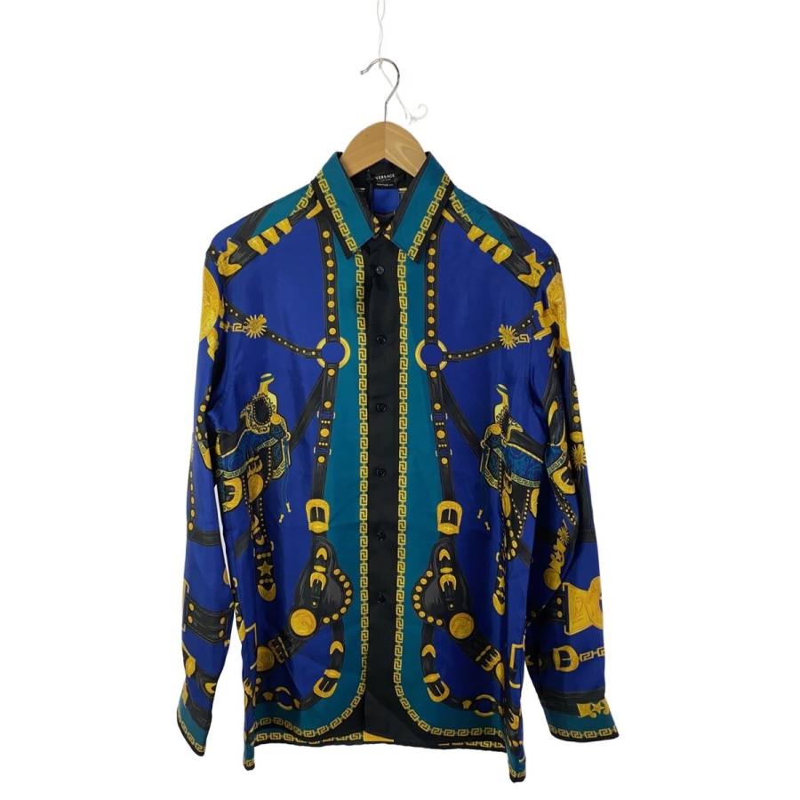 ikkei13jp様　大きいサイズ　ヴェルサーチ シルクプラウス メデューサ釦 VERSACE◇Versace Medusa Harness shirt in silk/44/シルク/1003941
