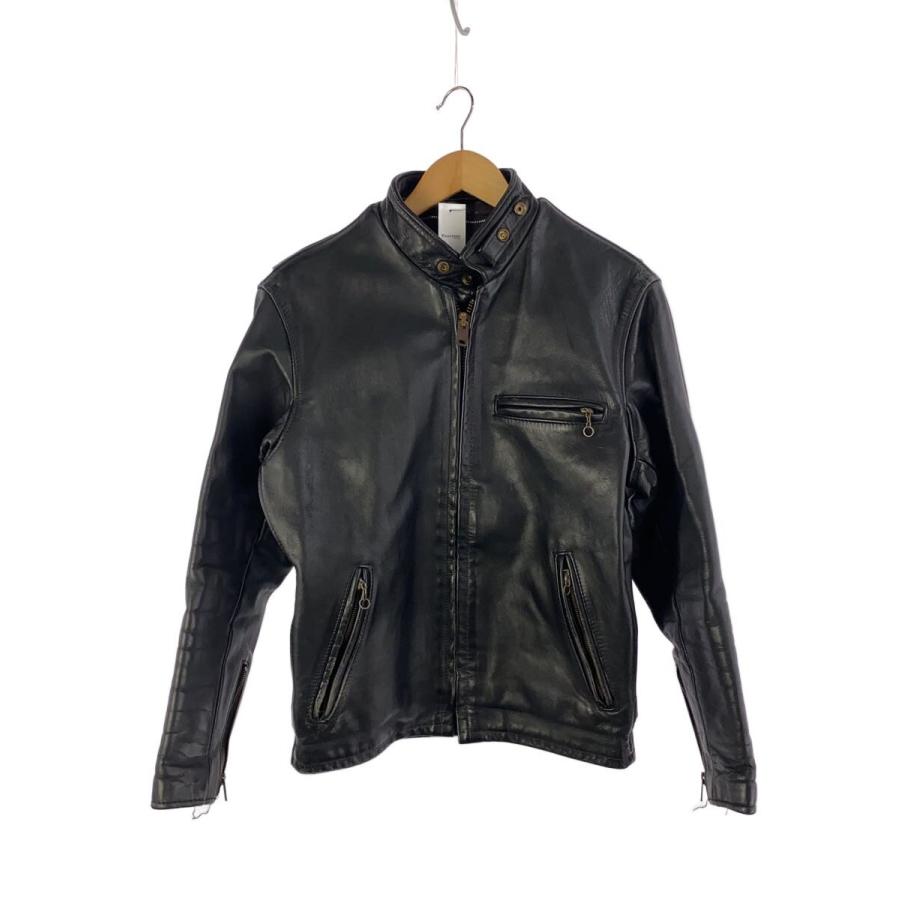 Schott◇シングルライダースジャケット/36/レザー/BLK/無地/641G