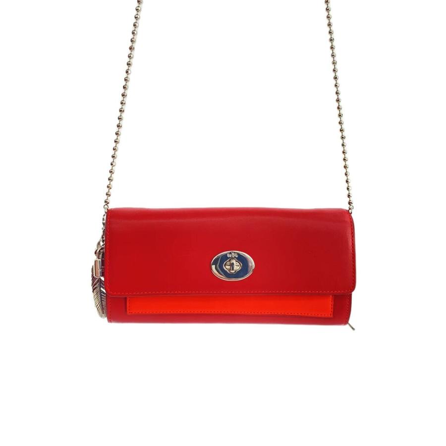 抹*)様 COACH　ショルダー財布　レザーバッグ COACH◇ショルダーバッグ/ウォレット/レザー/RED/2WAY/内側レザー劣化