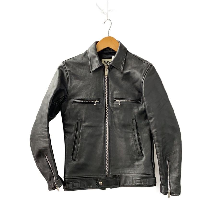 666 Leather Wear◇シングルライダースジャケット/32/レザー/BLK/無地