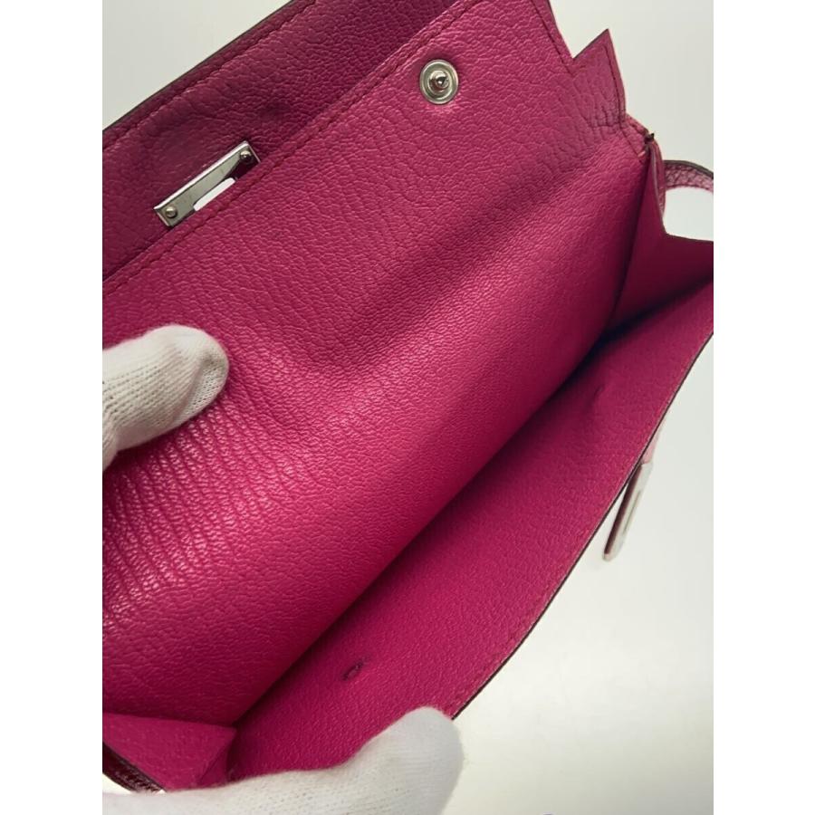 HERMES◇長財布/レザー/ピンク/無地/レディース/エプソン/ケリー